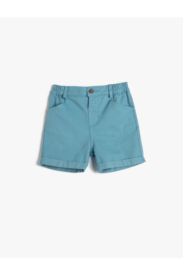 Koton Koton The Shorts with Pockets, Elastic Waist, Cotton with Turned Legs.
