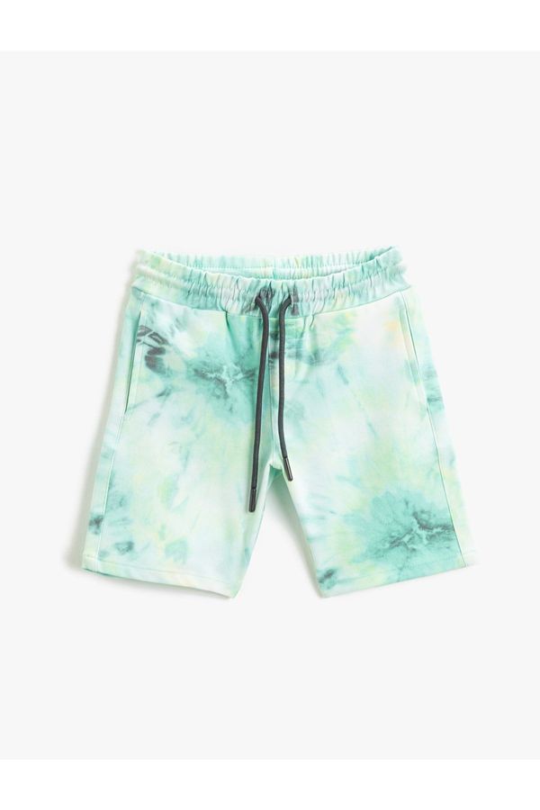 Koton Koton Tie Waist Patterned Tie Dye Shorts With Pockets