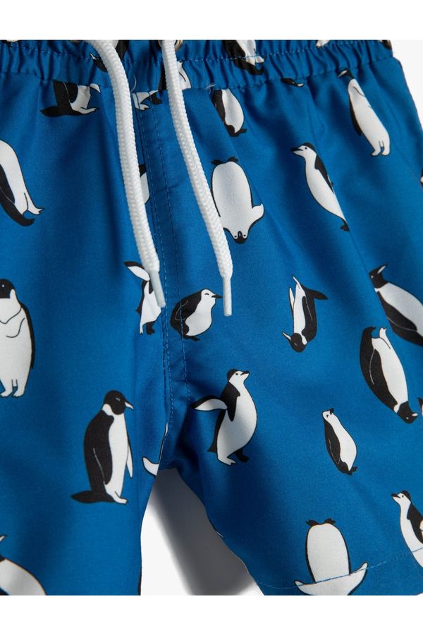 Koton Koton Tie Waist Swimwear Penguin Print Mesh Lined.