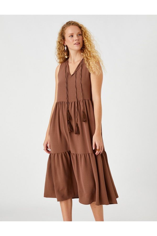 Koton Koton Tiered Midi Length Dress, Sleeveless