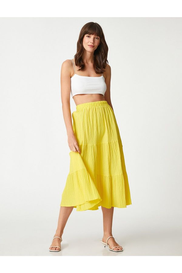 Koton Koton Tiered Midi Skirt with Elastic Waist