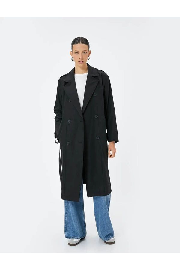 Koton Koton Trench Coat Double Breasted Collar Reverse Collar Long Pockets