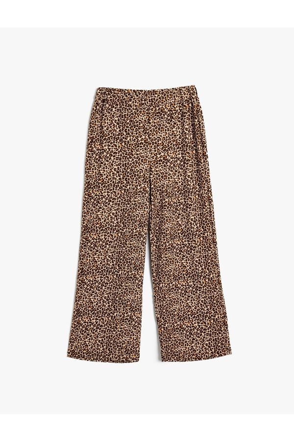 Koton Koton Trousers Leopard Pattern Elastic Waist