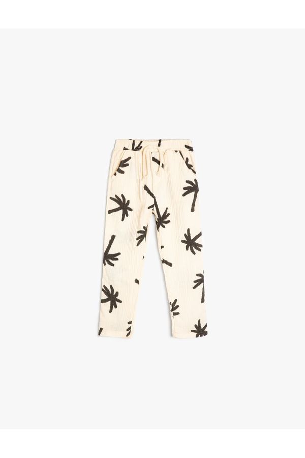 Koton Koton Trousers Palm Tree Pattern Tie Waist Pocket Cotton