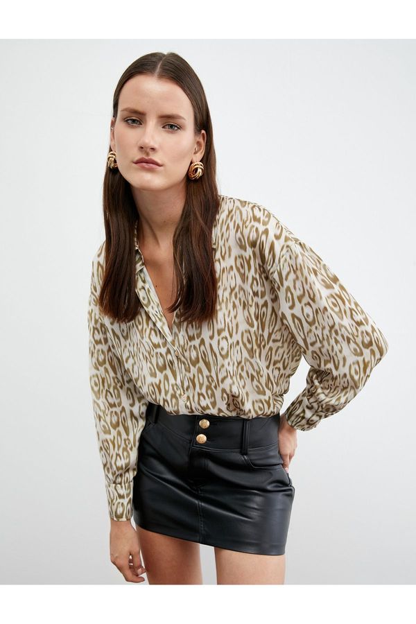 Koton Koton Tuba Ünsal X Cotton - Leopard Patterned Long Sleeve Shirt