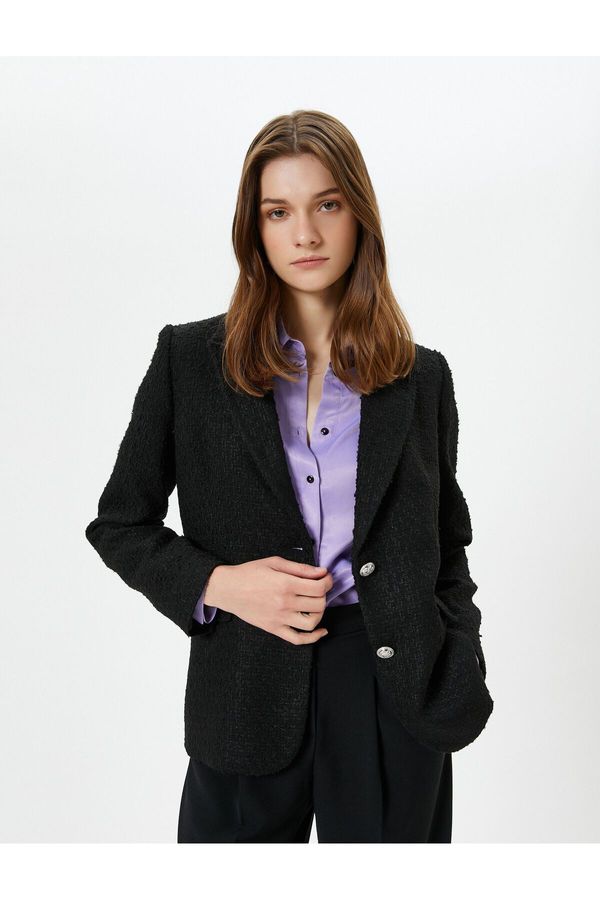 Koton Koton Tuba Ünsal X Cotton - Tweed Blazer Jacket