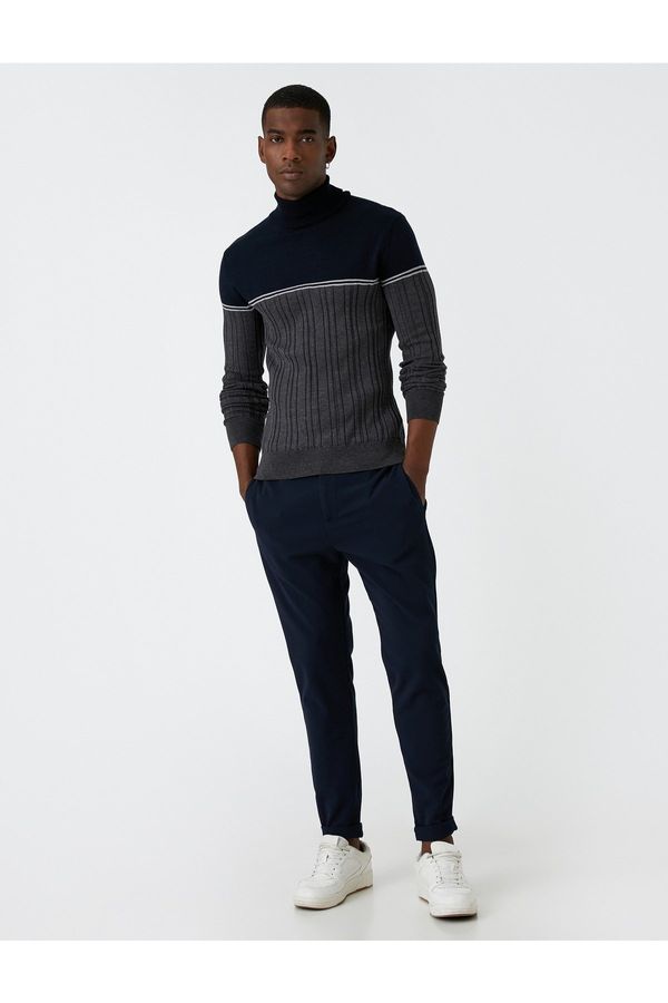 Koton Koton Turtleneck Knitwear Sweater Color Blocked