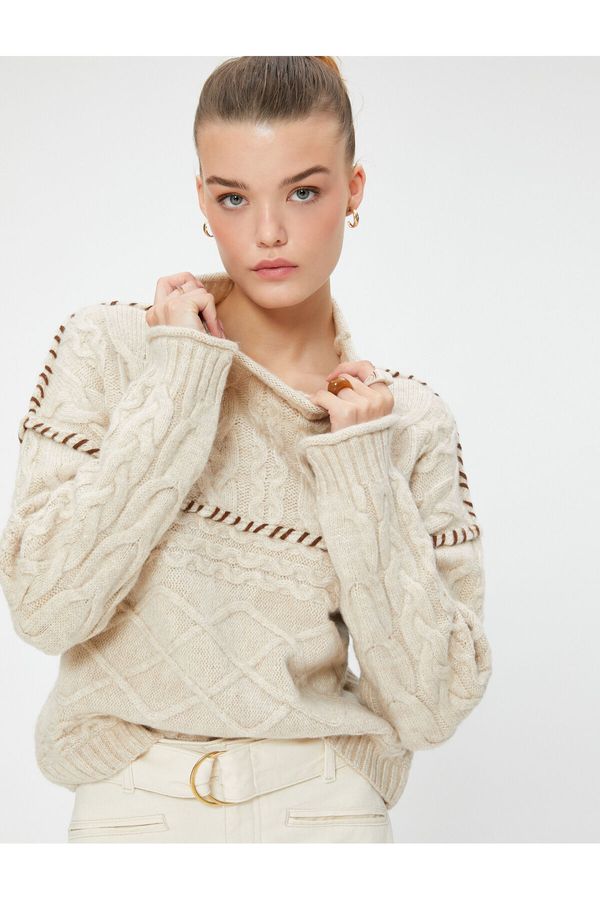 Koton Koton Turtleneck Knitwear Sweater Diamond Patterned Soft Textured