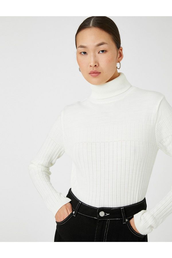 Koton Koton Turtleneck Knitwear Sweater Ribbed Long Sleeve Cashmere Textured