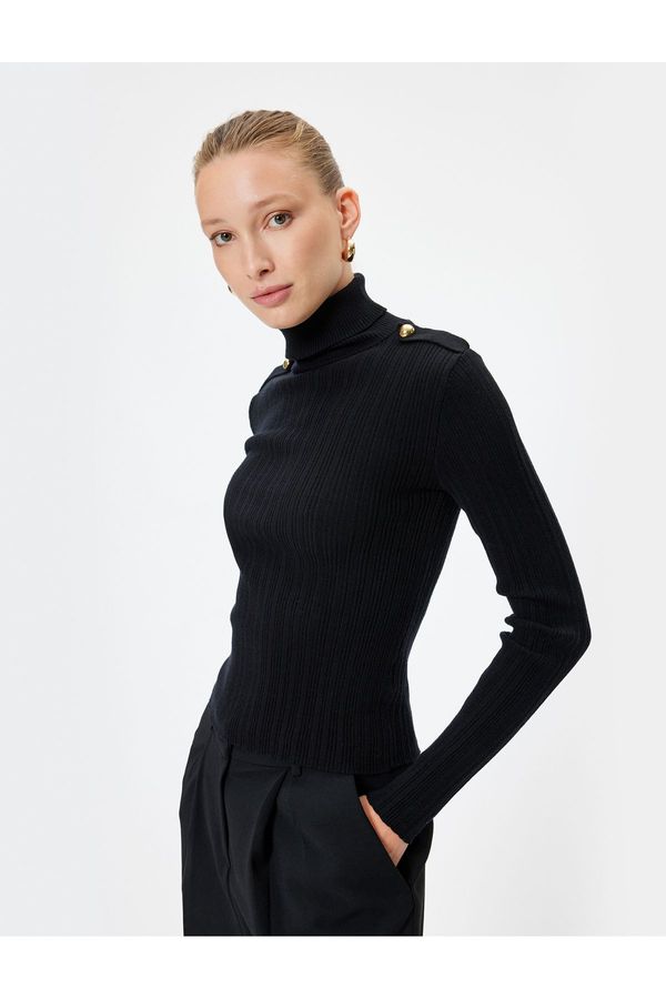 Koton Koton Turtleneck Knitwear Sweater with Epaulette Detail Long Sleeve