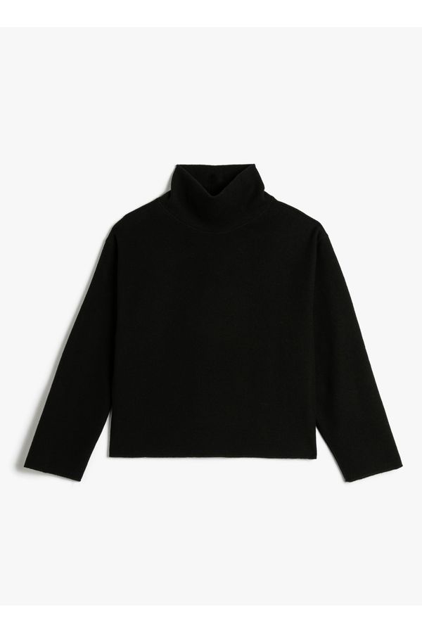 Koton Koton Turtleneck Standard Plain Black Sweater Womens 4WAK30019EK