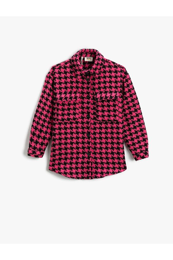 Koton Koton Tweed Oversized Shirt and Jacket Crowbar Pattern Covered With Pocket.