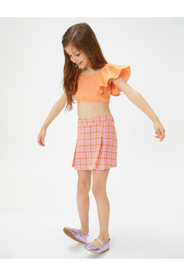 Koton Koton Tweed Shorts Skirt With Elastic Waist Mini Size