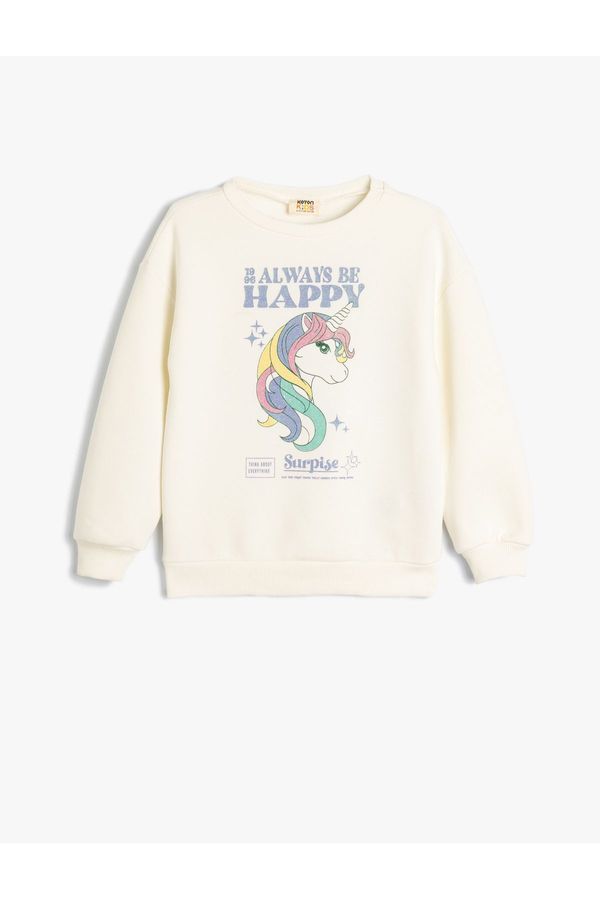 Koton Koton Unicorn Sweatshirt Long Sleeve Crew Neck Raised Cotton