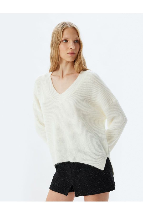 Koton Koton V Neck Basic Long Knitted Sweater