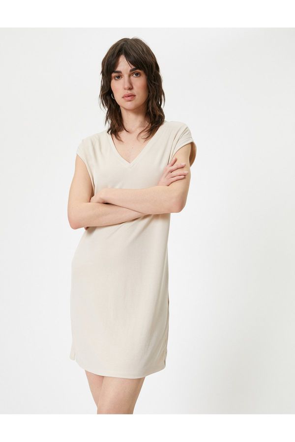 Koton Koton V-Neck Short Sleeve Mini Dress