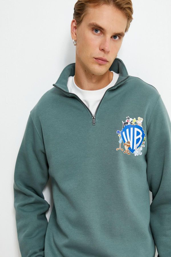 Koton Koton Warner Bros Half Zipper Sweatshirt Licensed Printed Raised