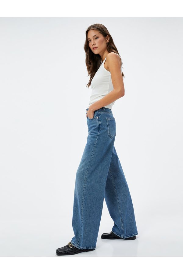 Koton Koton Wide Leg Jeans Standard Waist Pocket Cotton - Bianca Wide Leg Jeans
