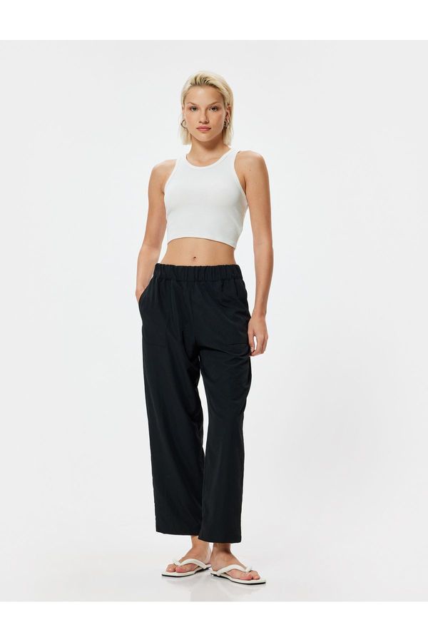 Koton Koton Wide Leg Trousers Standard Waist with Pockets