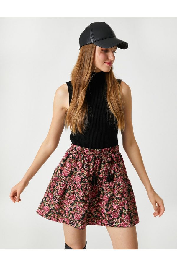 Koton Koton Winter Skirt Mini Tassel Detailed Elastic Waist