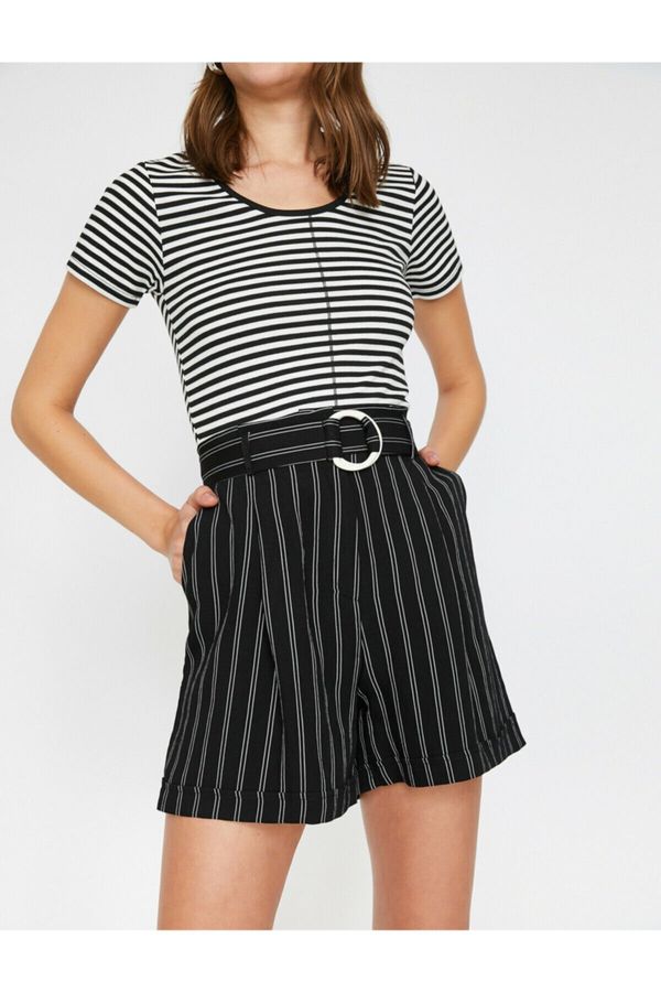 Koton Koton Women's Black Striped Shorts