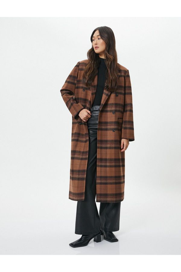 Koton Koton Women's Brown Plaid Coat