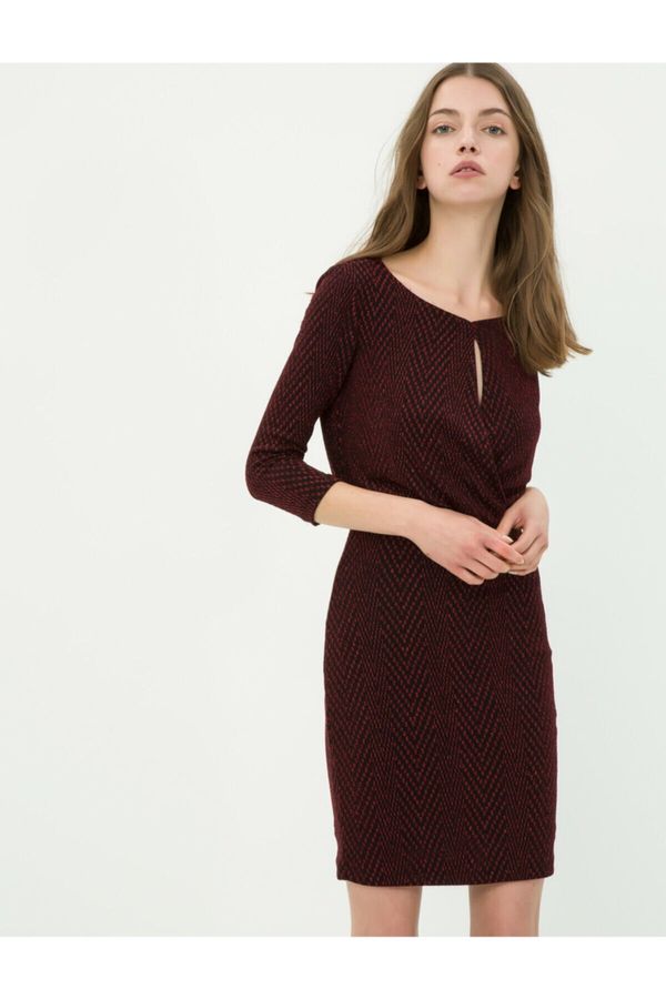 Koton Koton Women's Burgundy Patterned Dress