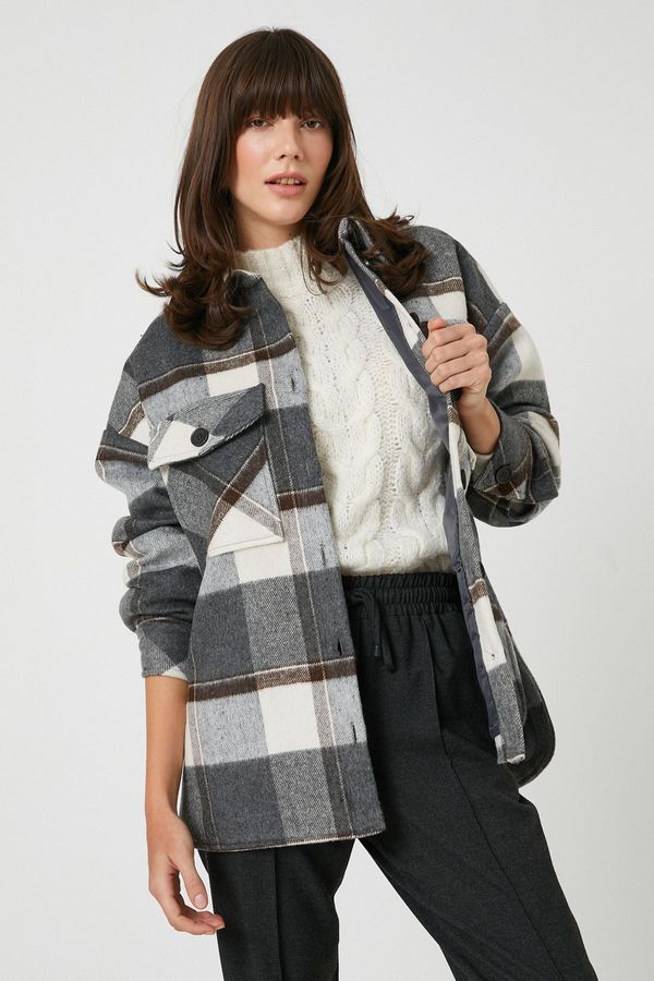 Koton Koton Women's Gray Plaid Jacket