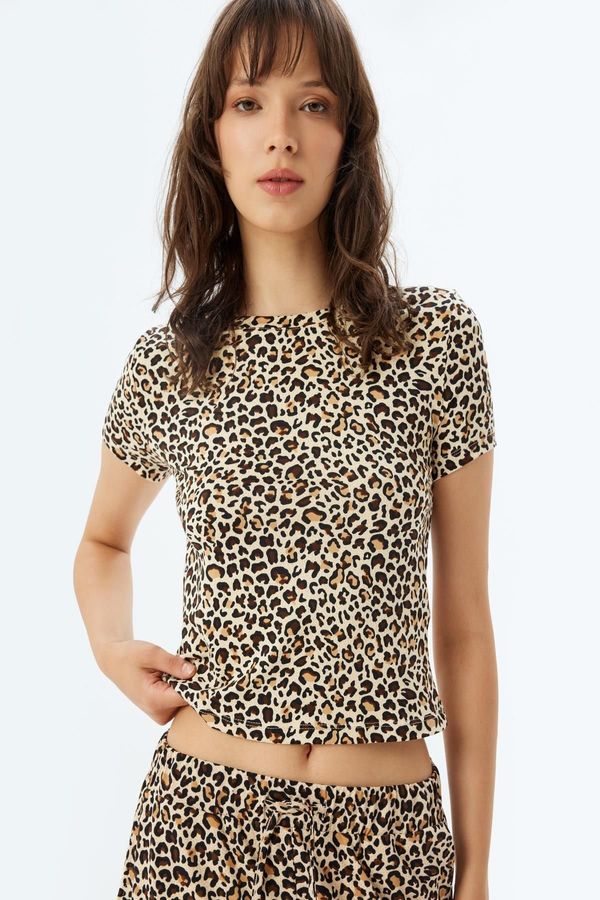 Koton Koton Women's Leopard Print Sleepwear Top