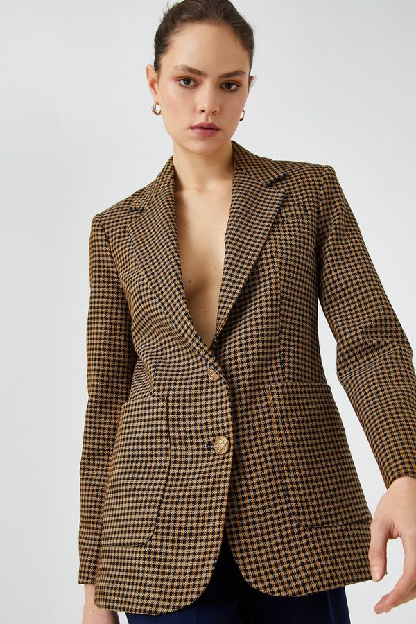 Koton Koton Women's Mustard Plaid Jacket