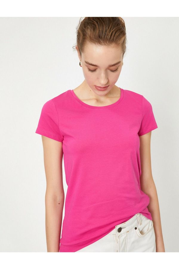 Koton Koton Women's Pink Standard Fit Crew Neck Basic T-Shirt