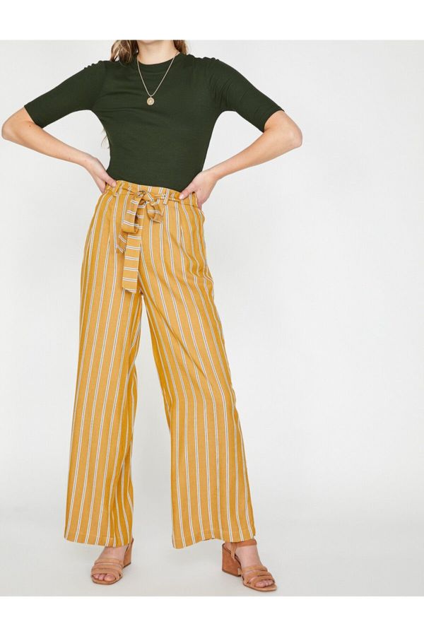 Koton Koton Women's Yellow Striped Pants