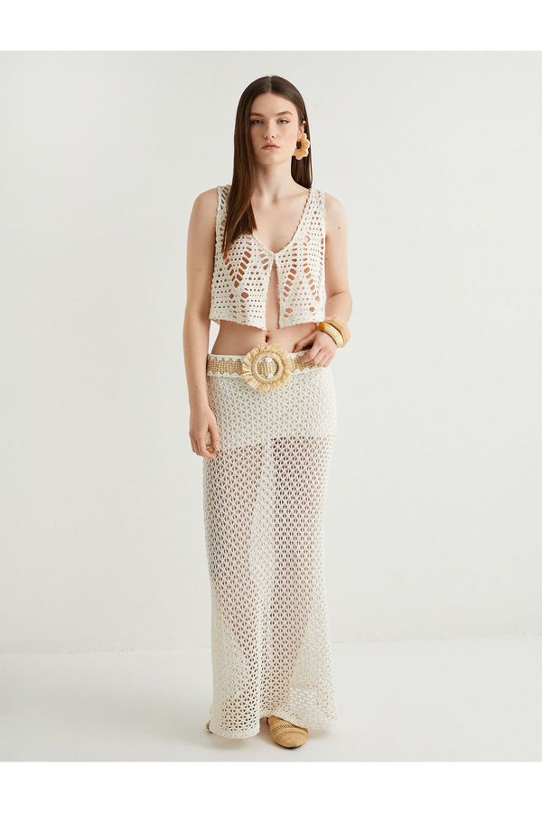 Koton Koton X Melis Ağazat - Crop Crochet Vest with Openwork