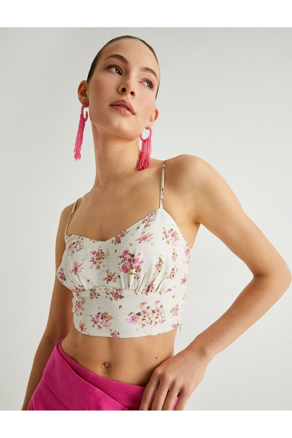 Koton Koton X Melis Ağazat - Crop Floral Drawstring Tank