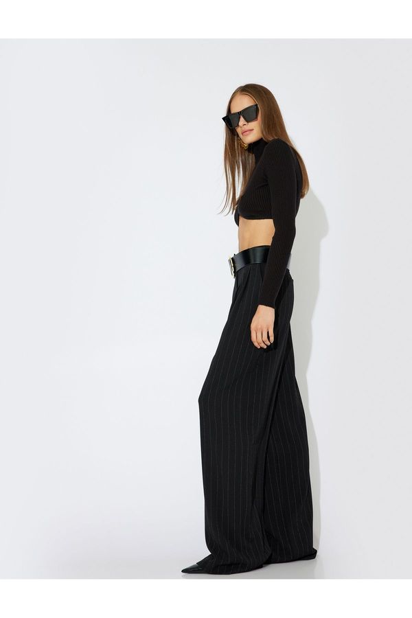 Koton Koton X Zeynep Bastık - Pleated Detailed High Waist Palazzo Trousers with Pockets