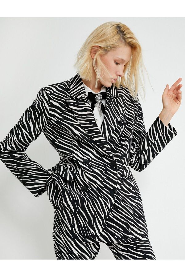 Koton Koton Zebra Patterned Double Breasted Blazer Jacket