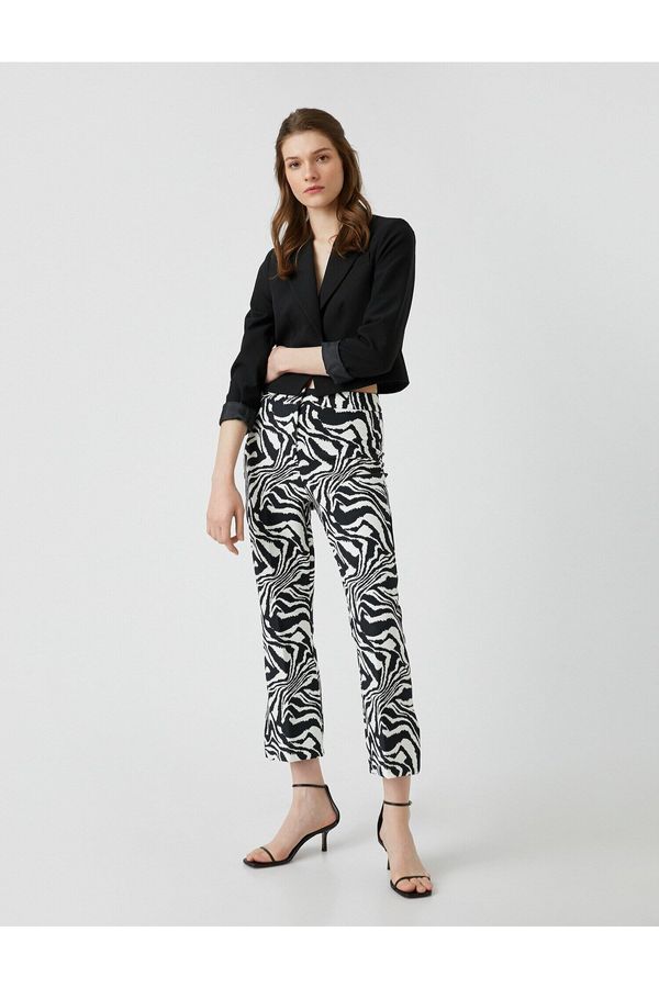 Koton Koton Zebra Patterned Trousers Slim Fit