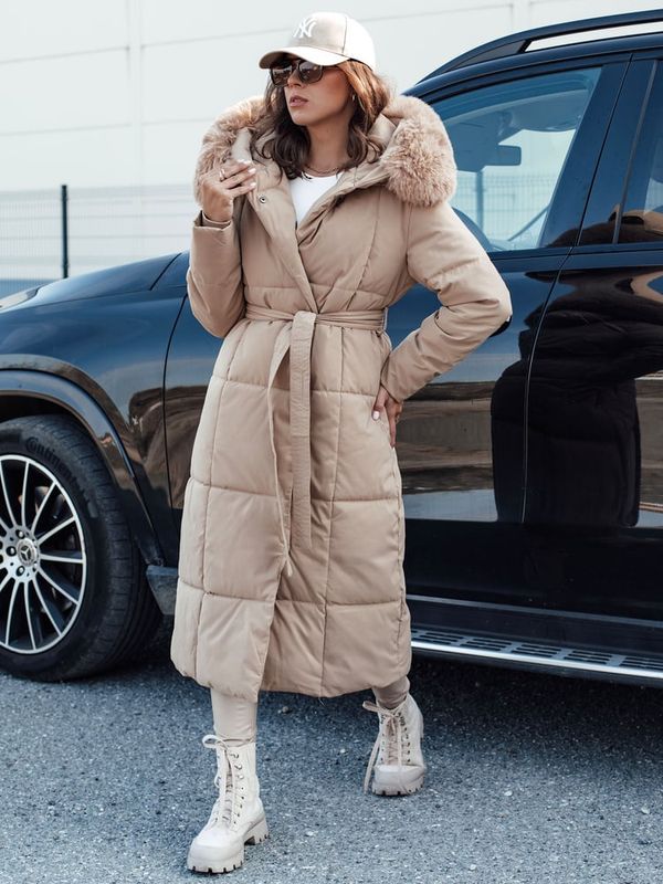 DStreet Kurtka damska pikowana długa GLAMWARM beżowa Dstreet
