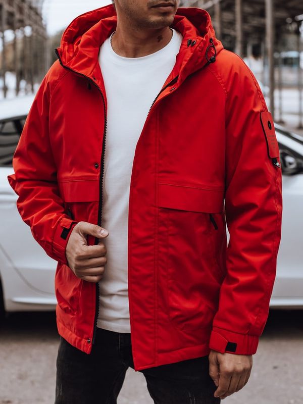 DStreet Kurtka męska przejściowa z kapturem pikowana podszewka czerwona Dstreet