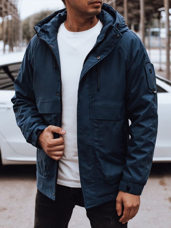 DStreet Kurtka męska przejściowa z kapturem pikowana podszewka niebieska Dstreet