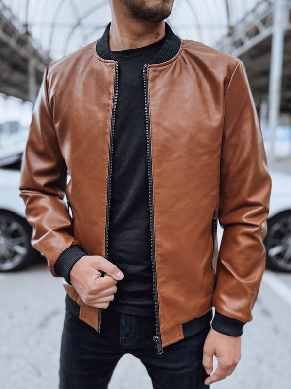 DStreet Kurtka męska skórzana bomberka kamelowa Dstreet