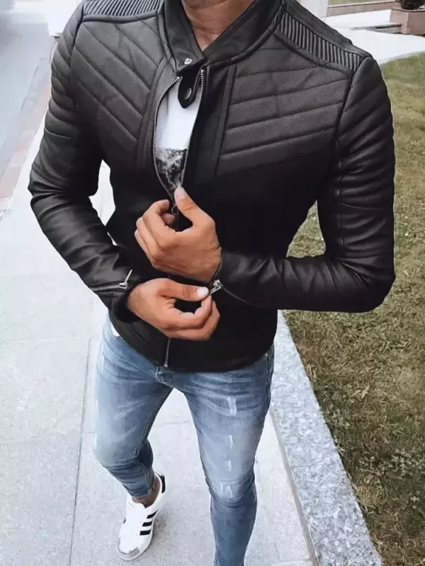 DStreet Kurtka męska skórzana czarna Dstreet