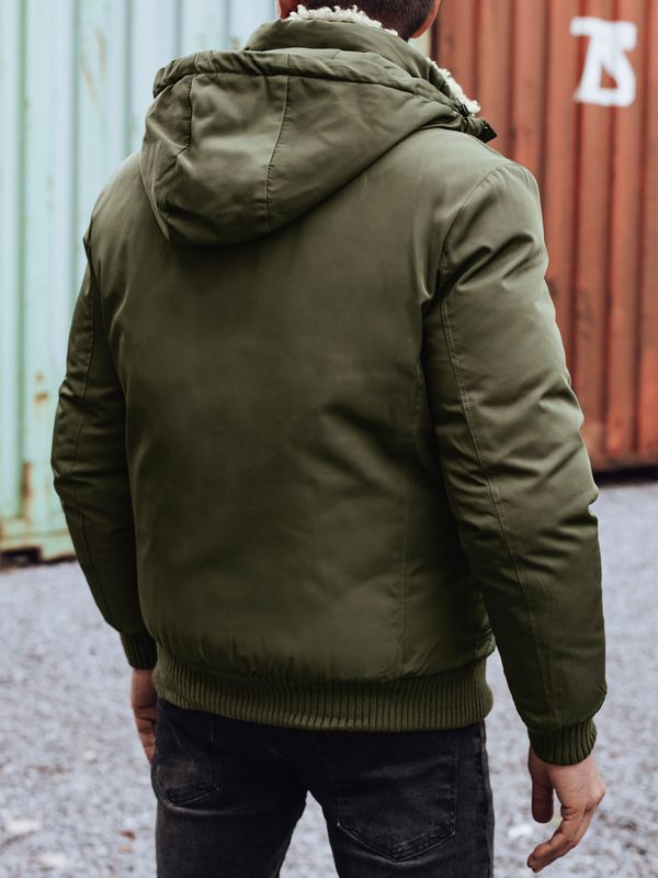 DStreet Kurtka męska zimowa z odpinanym kapturem zielona Dstreet