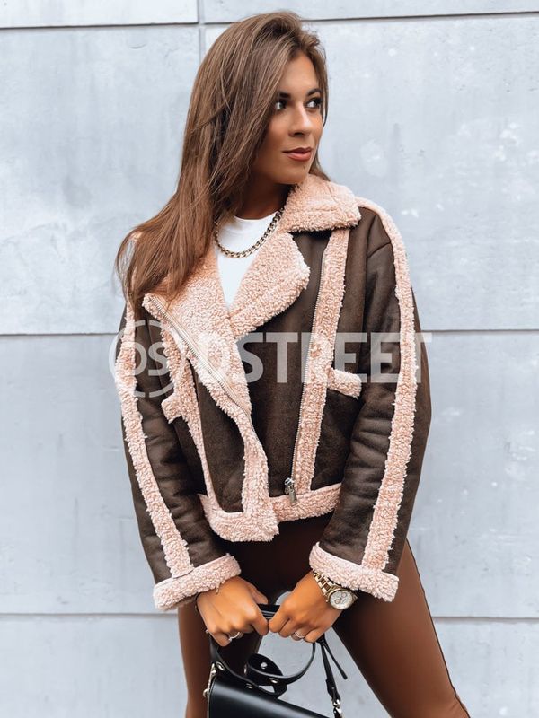 DStreet Kurtka skórzana damska PLAYDIVA ciemnobrązowa Dstreet