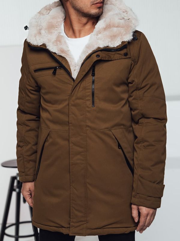 DStreet Kurtka zimowa męska parka z kapturem beżowa Dstreet