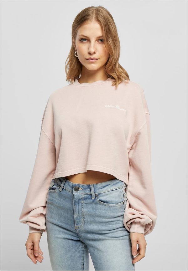 UC Ladies Ladies Cropped Small Embroidery Terry Crewneck pink