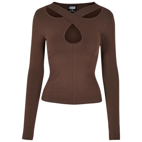 Urban Classics Ladies Crossed Cut Out Longsleeve Brown