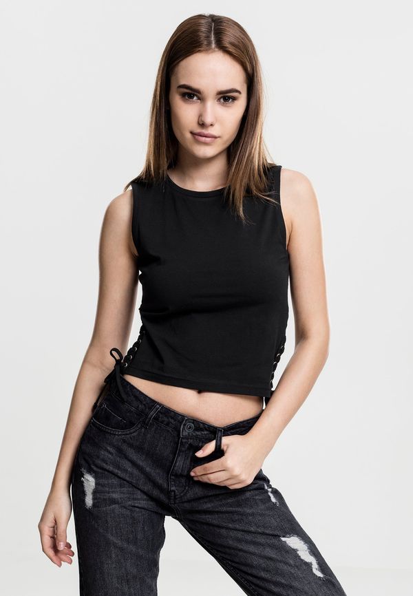 Urban Classics Ladies Lace Up Cropped Top black