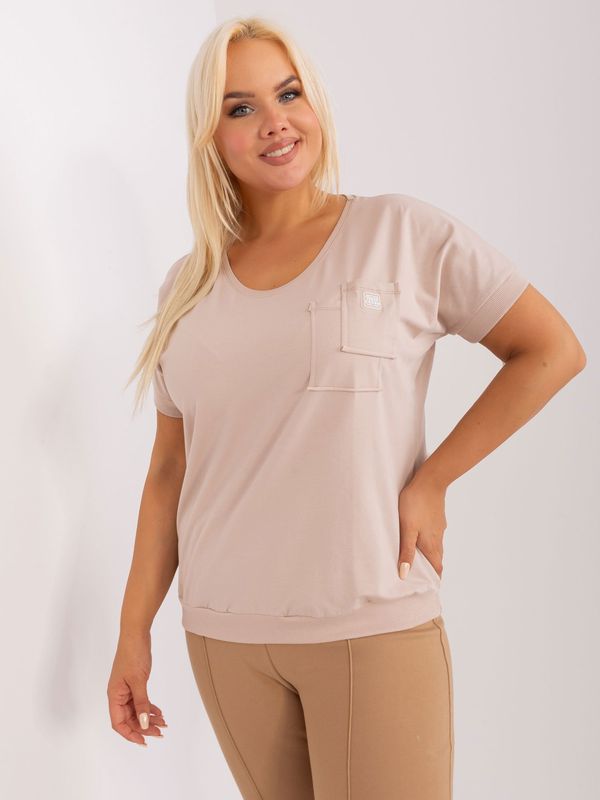 Fashionhunters Lady's beige blouse plus size