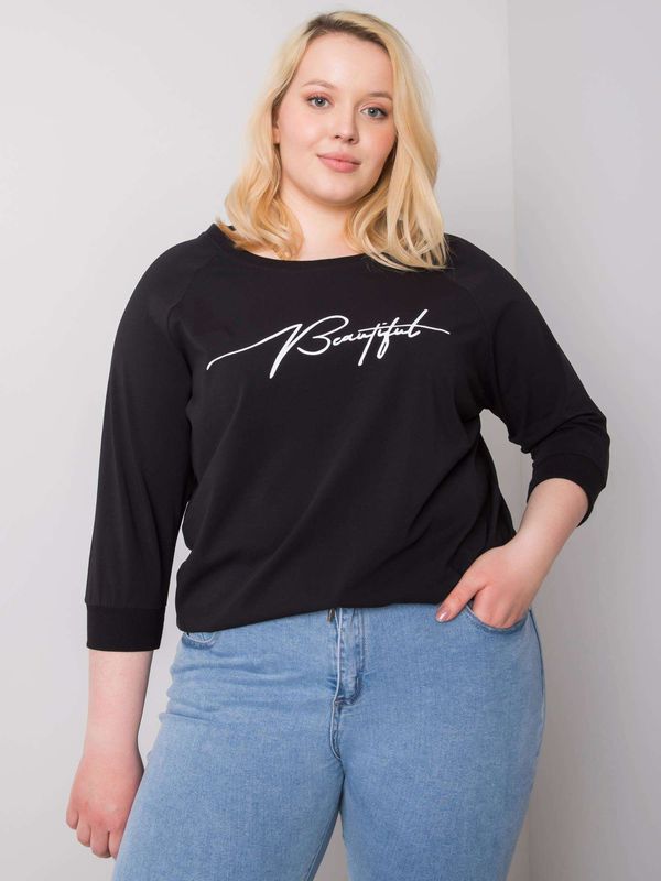 Fashionhunters Lady's black blouse with inscription